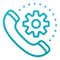 Image of a telephone handset with a cog to indicate Sherp's Dedicated Support features