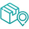 Image of a package with a Map pin to indicate Sherpa's Live Tracking capabilities