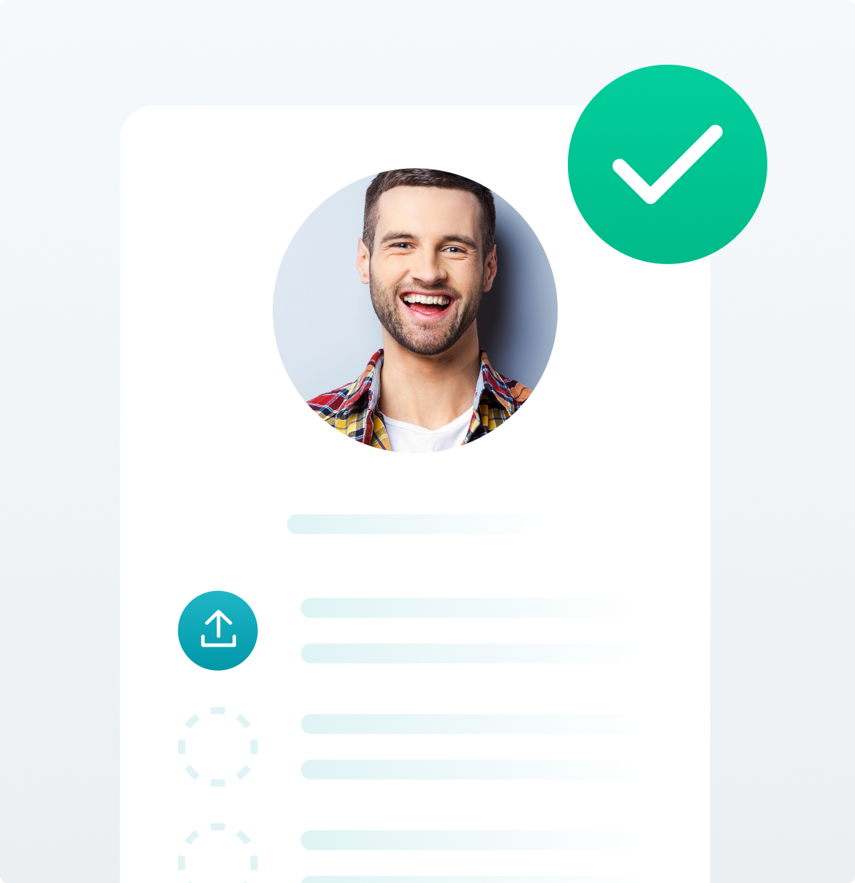 Profile document with checklist and approved check mark