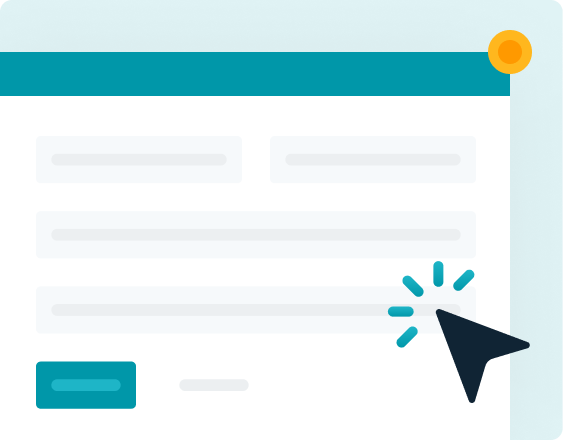 Illustration of a web browser with a form and a cursor clicking