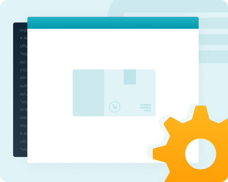 Browser with delivery box and spinning cog