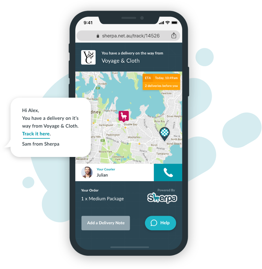 Shopify integration with Sherpa delivery app technology across Australia major cities 